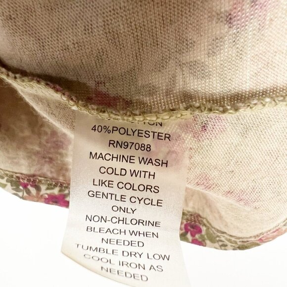 dELiA*s Tank Top Women's Size M Tan Red Olive Floral Print Asymmetrical Hem Boho - Picture 6 of 10